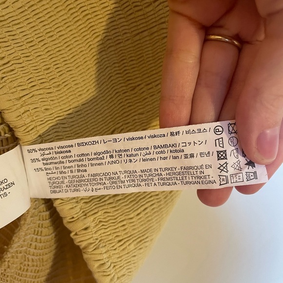 Zara Linen Blend Cropped Smocked Bustier Top - Picture 6 of 7